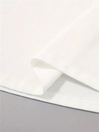 Baskılı Oversize Bisiklet Yaka T-shirt - Beyaz