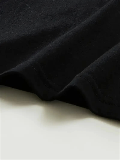 Baskılı Oversize Bisiklet Yaka T-shirt - Siyah