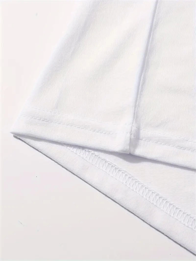 Baskılı Oversize Bisiklet Yaka T-shirt - Beyaz