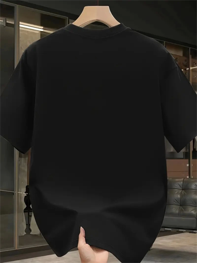 Baskılı Oversize Bisiklet Yaka T-shirt - Siyah