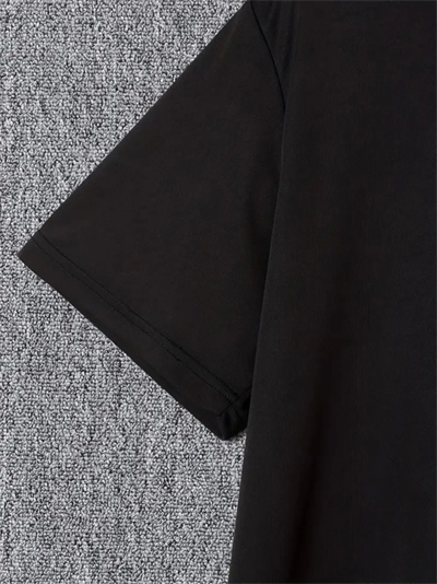 Baskılı Oversize Bisiklet Yaka T-shirt - Siyah