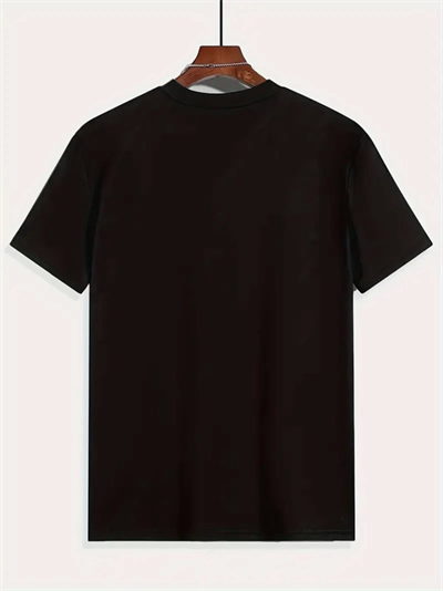 Baskılı Oversize Bisiklet Yaka T-shirt - Siyah