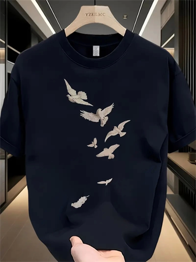 Baskılı Oversize Bisiklet Yaka T-shirt - Beyaz