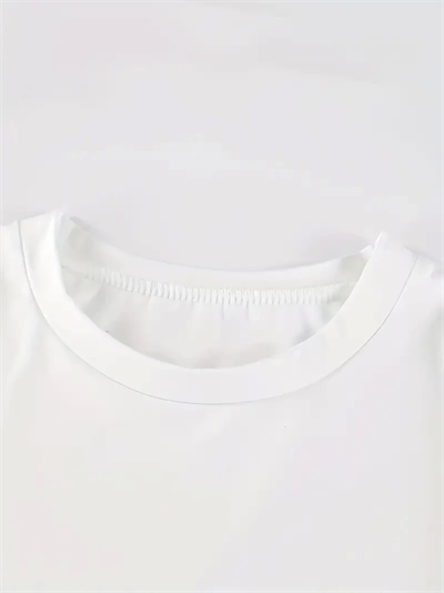 Baskılı Oversize Bisiklet Yaka T-shirt - Beyaz