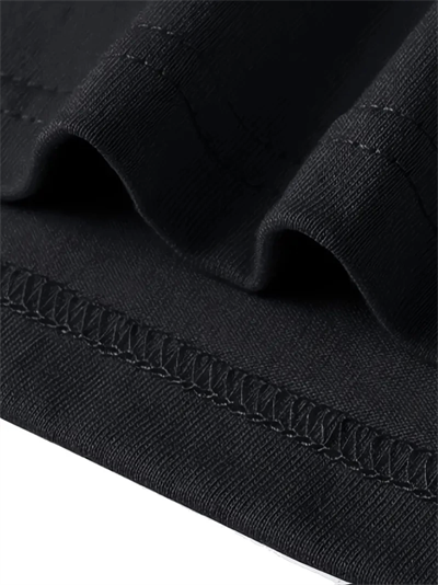 Baskılı Oversize Bisiklet Yaka T-shirt - Siyah