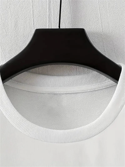 Baskılı Oversize Bisiklet Yaka T-shirt - Beyaz