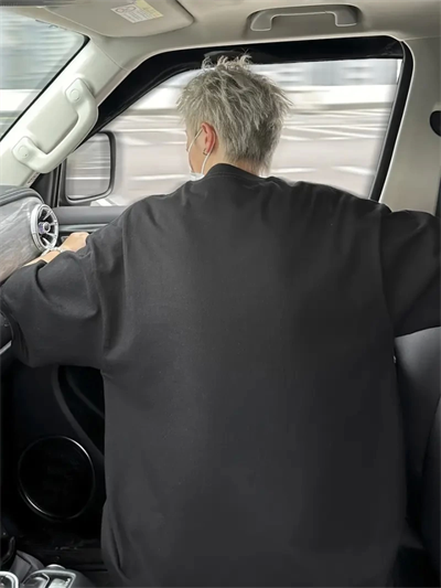 Baskılı Oversize Bisiklet Yaka T-shirt - Siyah