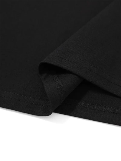 Baskılı Oversize Bisiklet Yaka T-shirt - Siyah