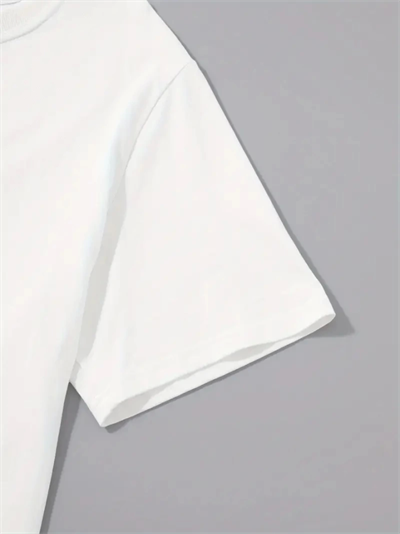 Baskılı Oversize Bisiklet Yaka T-shirt - Beyaz