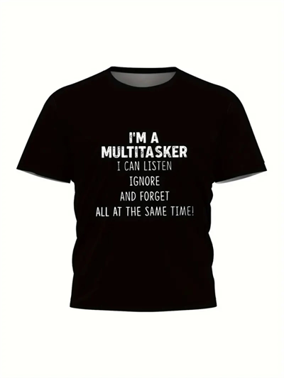 Baskılı Oversize Bisiklet Yaka T-shirt - Siyah