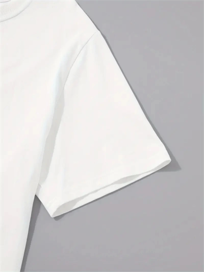 Baskılı Oversize Bisiklet Yaka T-shirt - Beyaz