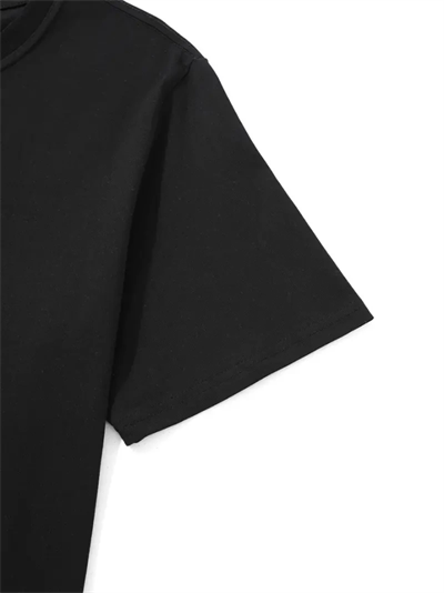 Baskılı Oversize Bisiklet Yaka T-shirt - Siyah