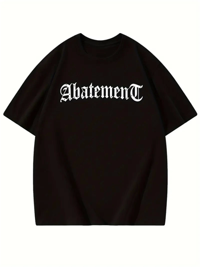 Baskılı Oversize Bisiklet Yaka T-shirt - Siyah