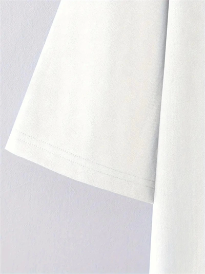 Baskılı Oversize Bisiklet Yaka T-shirt - Beyaz