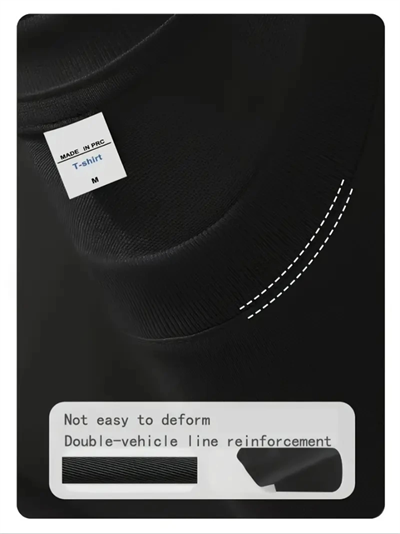 Baskılı Oversize Bisiklet Yaka T-shirt - Siyah