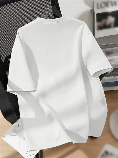 Baskılı Oversize Bisiklet Yaka T-shirt - Beyaz