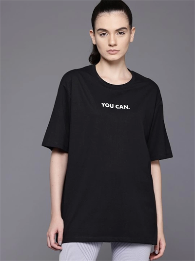 Baskılı Oversize T-shirt - Siyah