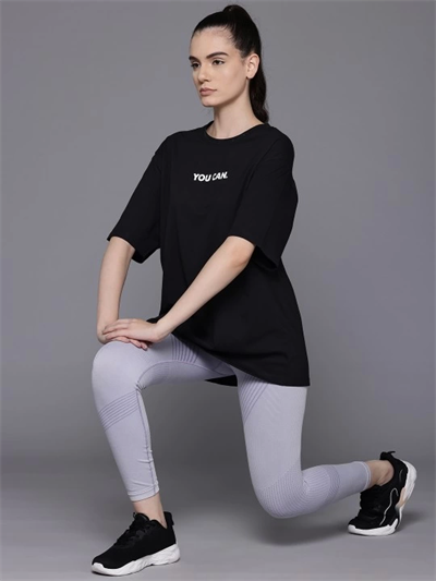 Baskılı Oversize T-shirt - Siyah