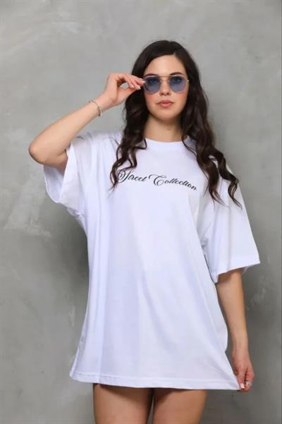 Baskılı T-Shirt Kısa Kol Bisiklet Yaka Regular Rahat Kalıp Günlük Tişört - Beyaz