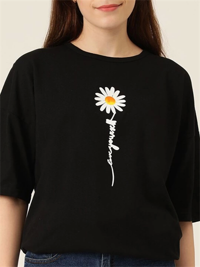 Baskılı T-shirt - Siyah