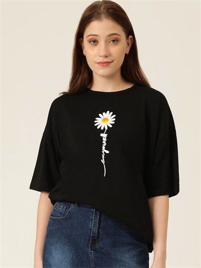 Baskılı T-shirt - Siyah