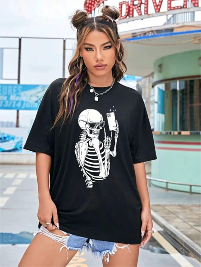 Baskılı T-shirt - Siyah