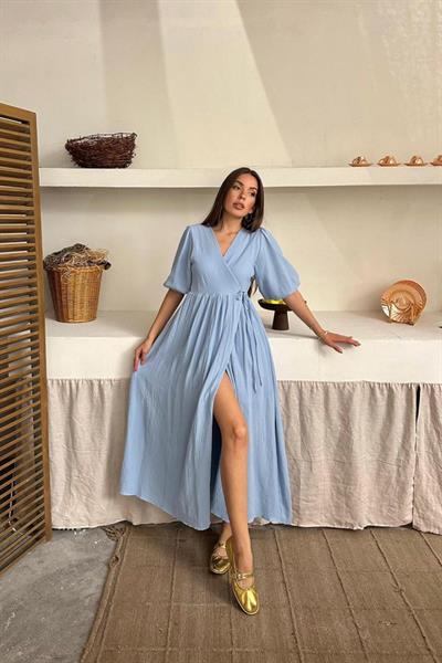 Bebe Mavi Müslin Uzun Elbise