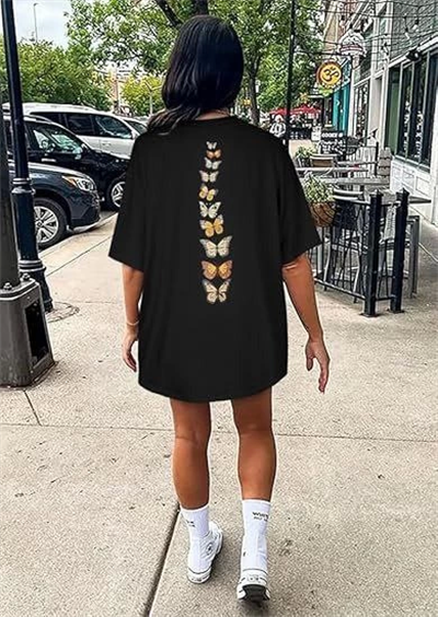 Bisiklet Yaka Baskılı T-shirt - Siyah