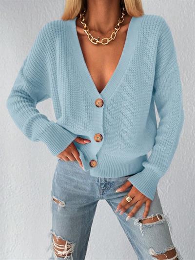 Düğme Detay Triko Bluz