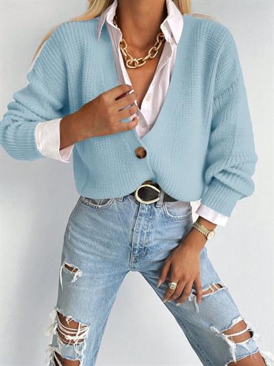 Düğme Detay Triko Bluz