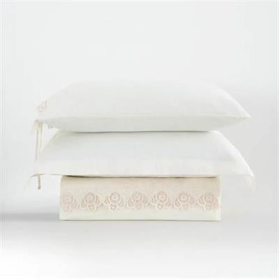 Ecocotton Amanda Çift Kişilik Nevresim Takımı Organik Pamuk Keten Krem