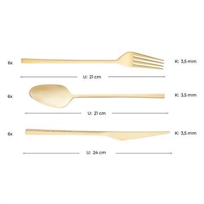 Emsan Alba 18 Parça Parlak Gold Yemek Kutulu Çatal Kaşık Bıçak Takımı