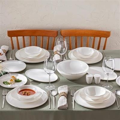 Emsan Alya Beyaz Gold 53 Parça 12 Kişilik Yemek Takımı