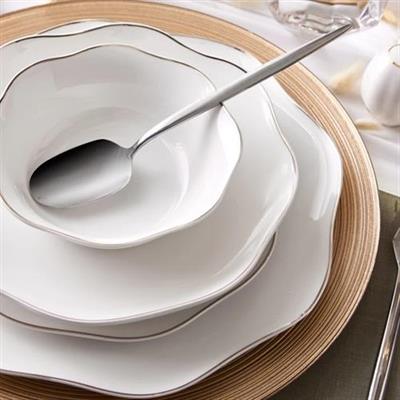 Emsan Lotus Fine Bone 53 Parça 12 Kişilik Yemek Takımı Platin