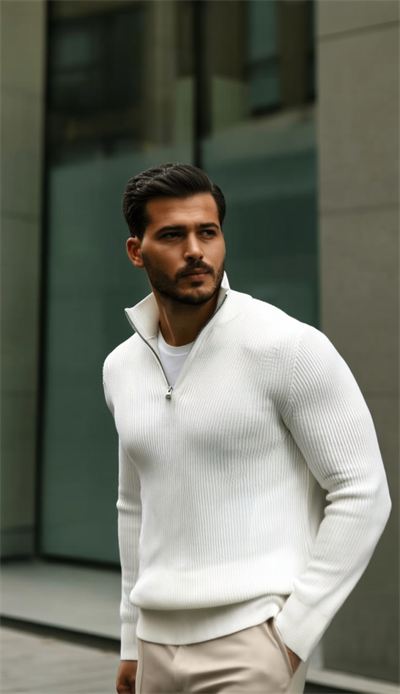 Erkek Balıkçı Zip Yaka Uzun Kollu Triko