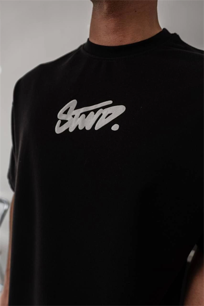 Erkek Baskılı Oversize T-shirt - Siyah