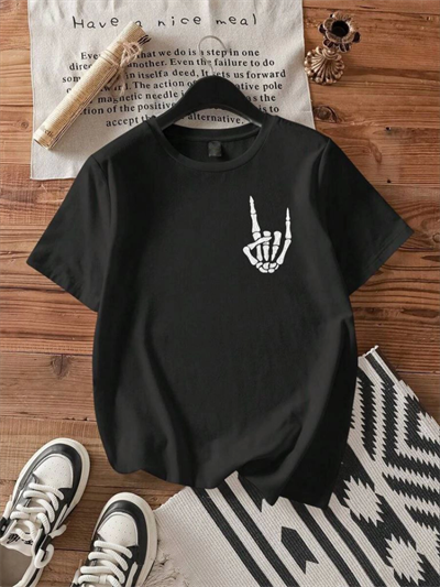 Erkek Baskılı Oversize T-shirt - Siyah