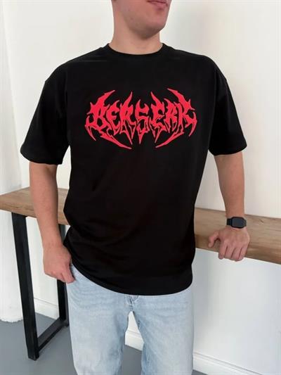 Erkek Baskılı T-Shirt Yazlık Kısa Kol Bisiklet Yaka Rahat Kalıp Tişört - Siyah