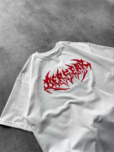 Erkek Baskılı T-Shirt Yazlık Kısa Kol Bisiklet Yaka Rahat Kalıp Tişört - Beyaz