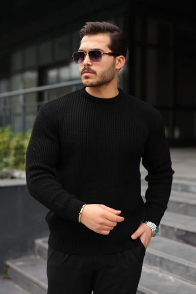 Erkek Bisiklet Yaka Örme Kazak