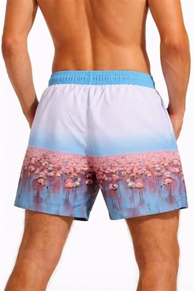 Erkek Deniz Şortu Fermuarlı Cepli File Astarlı Hızlı Kuruyan Premium - Beyaz