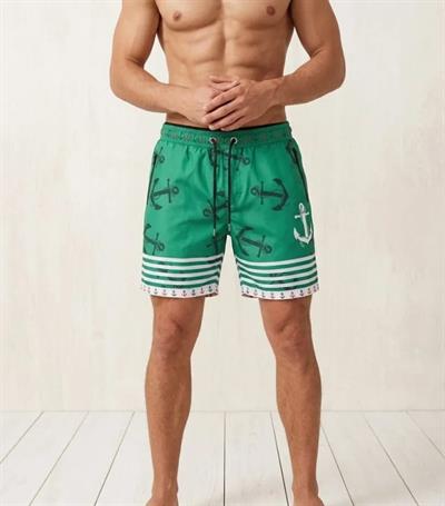 Erkek Deniz Şortu Fermuarlı Cepli File Astarlı Hızlı Kuruyan Premium - Su Yeşili