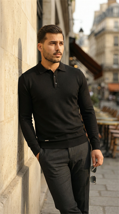 Erkek Düğme Yakalı Triko