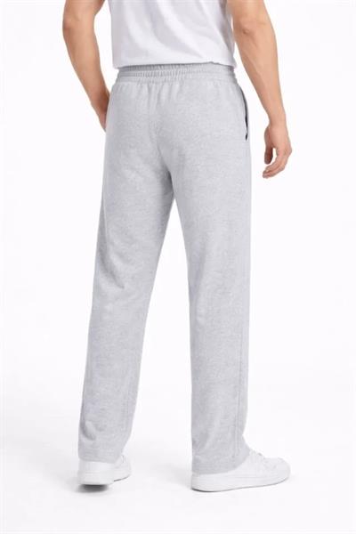 Erkek Düz Paça Beli Lastikli İpli Günlük Spor Eşofman Altı Rahat Fit - Gri