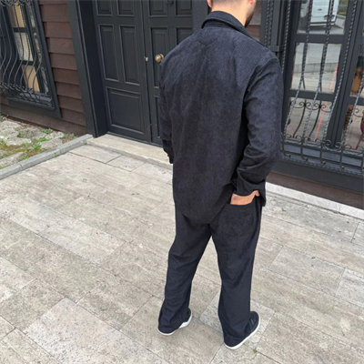 Erkek Fitilli Kadife Cepli Buggy Pantolon Oversize Rahat Kalıp - Siyah