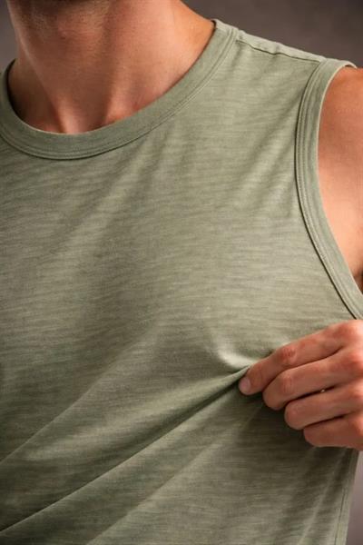 Erkek Flamlı Kumaş Sıfır Kolsuz Atlet Basic Spor Üst, Günlük Ve Fitness Kullanımına Uygun - Mint Yeşili