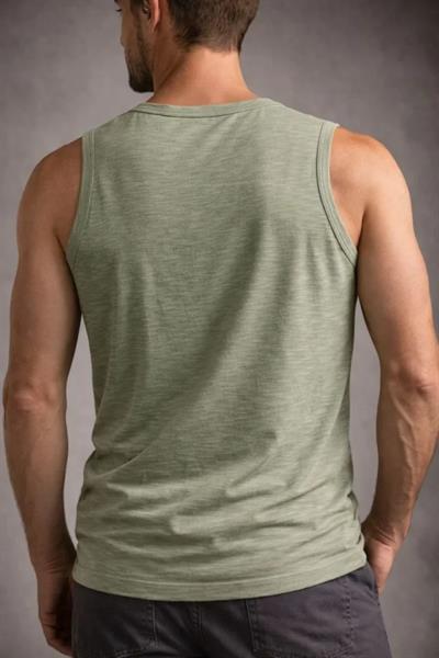 Erkek Flamlı Kumaş Sıfır Kolsuz Atlet Basic Spor Üst, Günlük Ve Fitness Kullanımına Uygun - Mint Yeşili