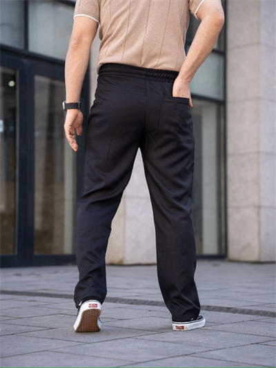 Erkek Keten Cepli Çıma Dikişli Jogger Buggy Pantalon Rahat Kalıp - Siyah
