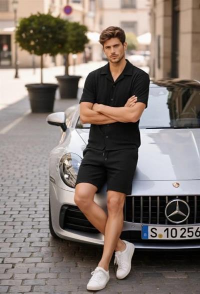 Erkek Kısa Kollu Gömlek Şort Takım Yazlık İkili Set