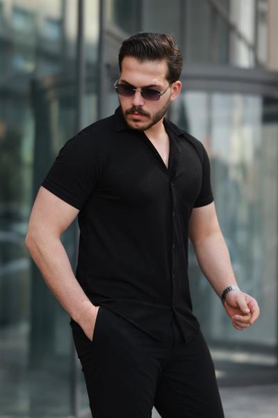 Erkek Kısa Kollu örme Kumaş Pamuklu Gömlek